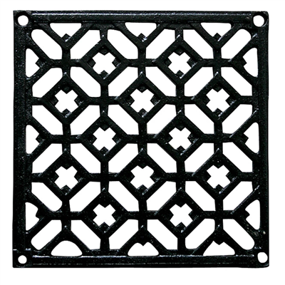 Grille d'aération en fonte noire - Autogyre - Pose en applique - Format carré 150 x 150 mm