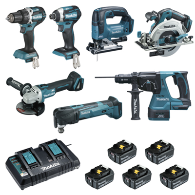 Ensemble de 7 machines Makita 18V Li-on référence DLX7014PTJ