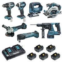 Ensemble de 7 machines Makita 18V Li-on référence DLX7014PTJ
