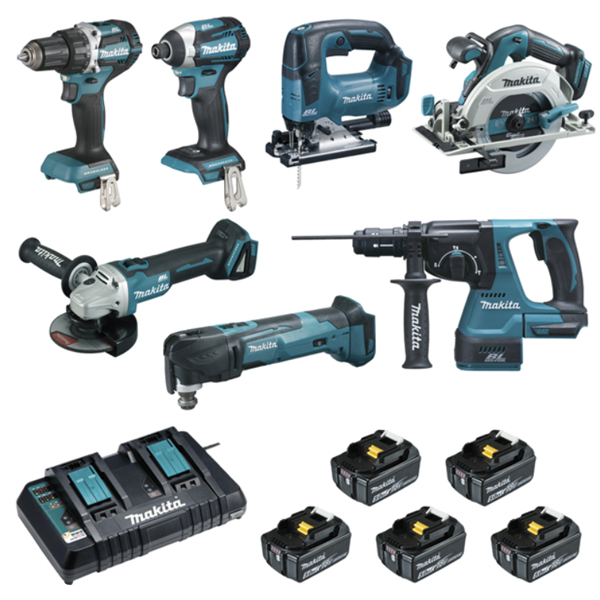 Ensemble de 7 machines Makita 18V Li-on référence DLX7014PTJ