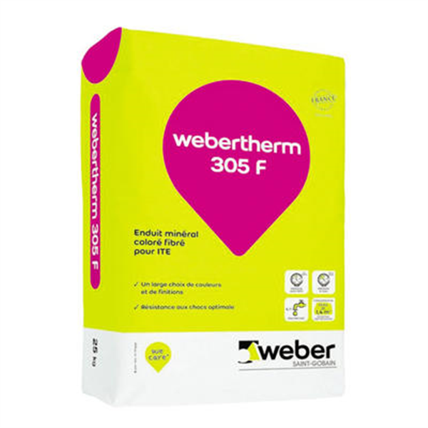 Enduit minéral coloré fibre Webertherm 305 F pour ITE