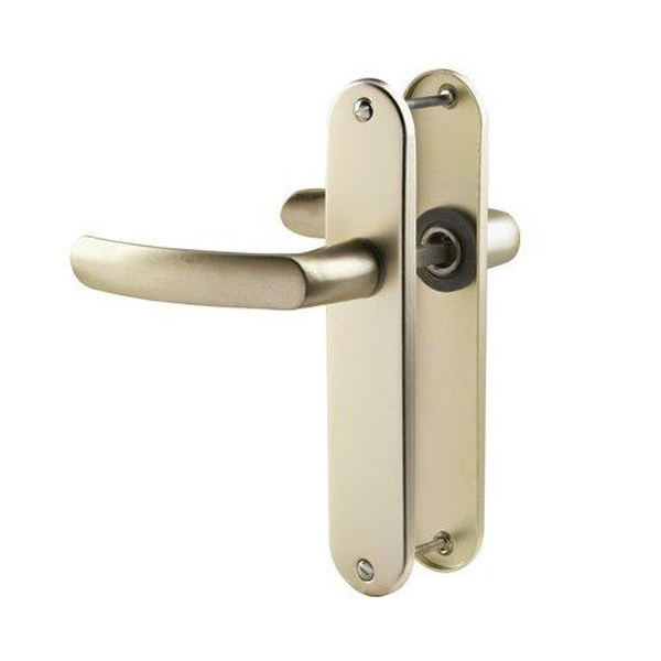 Ensemble poignée de porte à bec de cane Vachette Budget - champagne - entraxe fixation 165 mm - carré 7 mm