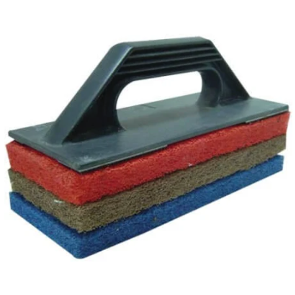 Taloche de carreleur Rubi pour nettoyage avec 3 abrasifs mixtes doux - moyen - fort
