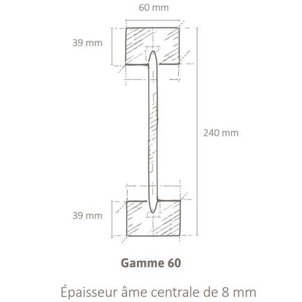 Poutre en I Inojoist pour mur plancher et charpente - bois non traité - 60 x 240 mm - longueur 10,00 M