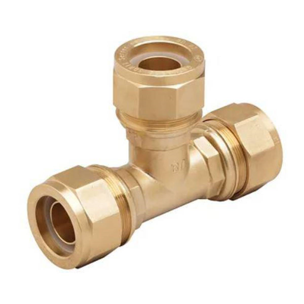 Té égal PE / PE en laiton pour tube PE40 à serrage mécanique