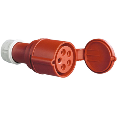 Prise prolongateur femelle à clapet pour 5 broches 3P+N+T en caoutchouc dur  - 16 A - 380 V - norme P17