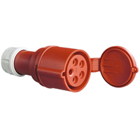 Prise prolongateur femelle à clapet pour 5 broches 3P+N+T en caoutchouc dur  - 32 A - 380 V - norme P17