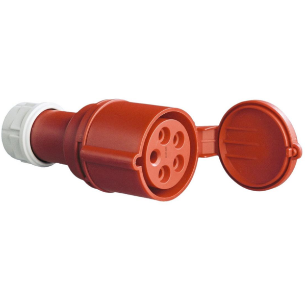 Prise prolongateur femelle à clapet pour 5 broches 3P+N+T en caoutchouc dur  - 16 A - 380 V - norme P17