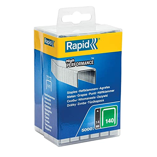 Agrafe en fil plat n°140 Rapid haute performante - acier galvanisé - longueur 14 mm - boîte de 5000