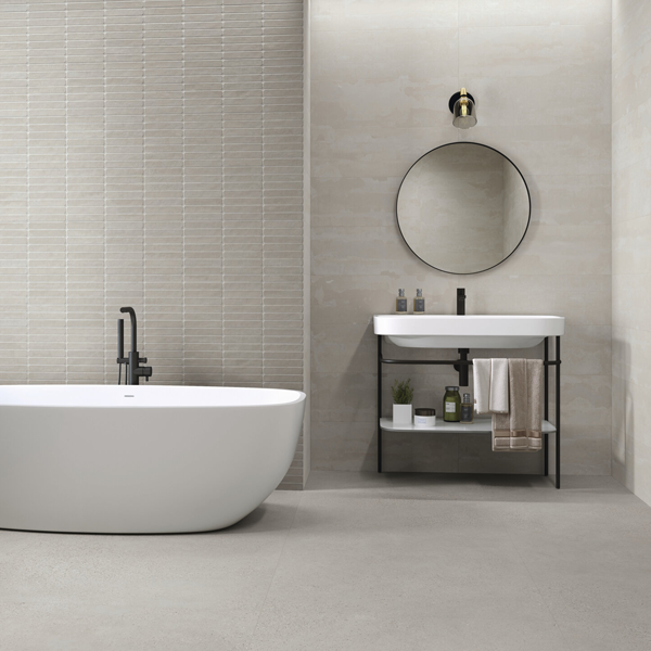 Faïence murale rectifiée effet béton Hoss - 30,0 cm x 90,0 cm - ép. 9,10 mm - coloris Ash mat