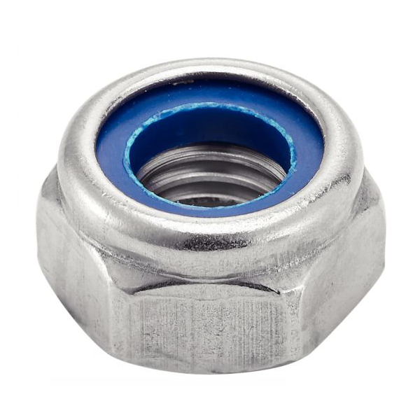 Ecrou hexagonal indesserable (frein) DIN985 lubrifié inox A2 M12 - boîte de 100