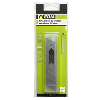 Lame biseautée sécable pour cutter - Edia - Largeur 25 mm - Lot de 10 avec étui distributeur