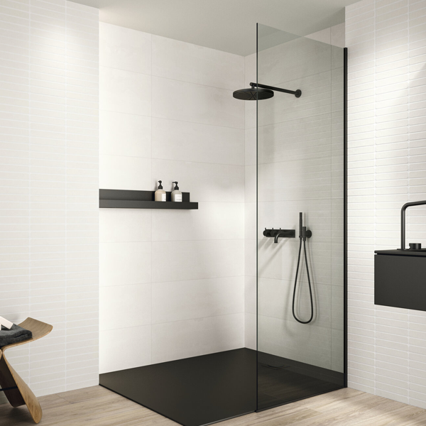 Faïence murale rectifiée effet béton Hoss - 30,0 cm x 90,0 cm - ép. 8,70 mm - coloris White mat