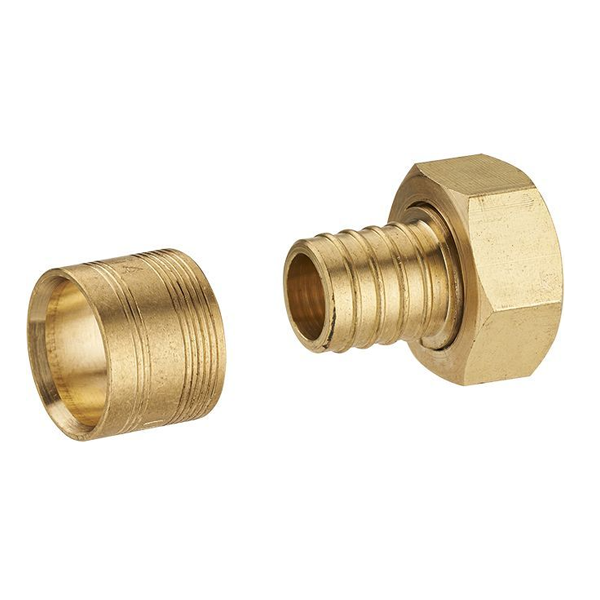 Raccord femelle écrou tournant pour tube PER - F 15 x 21 - Diamètre 16 mm - Laiton
