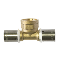 Té laiton à sertir par écrasement PER - ø 16 mm - ø 1/2" - ø 16 mm - Bague en acier inoxydable