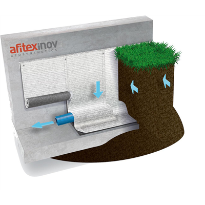 ALVEODRAIN EV : PROTECTION & DRAINAGE MUR ENTERRE/RL DE 55M2/50X1.1M. PRIX AU M2