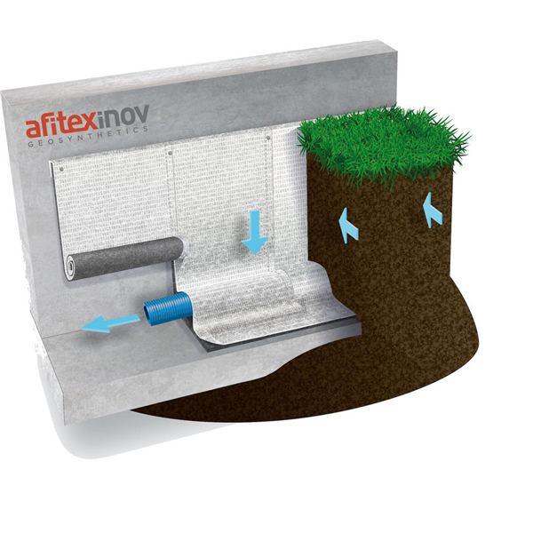 ALVEODRAIN EV : PROTECTION & DRAINAGE MUR ENTERRE/RL DE 55M2/50X1.1M. PRIX AU M2