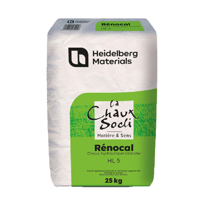 Chaux hydraulique blanche - enduits rejointoiements et montages - Renocal HL5 Calcia - Sac de 35 KG