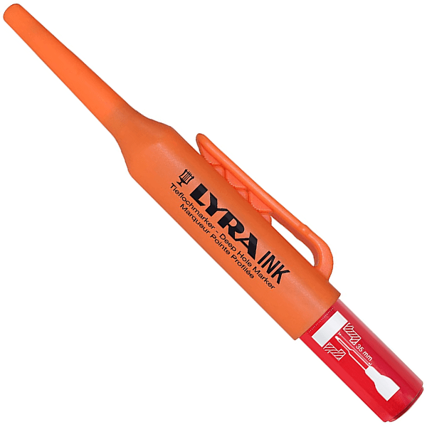 Marqueur permanent Rouge avec pointe profilée pour trous profonds et accès difficiles - Lyra INK