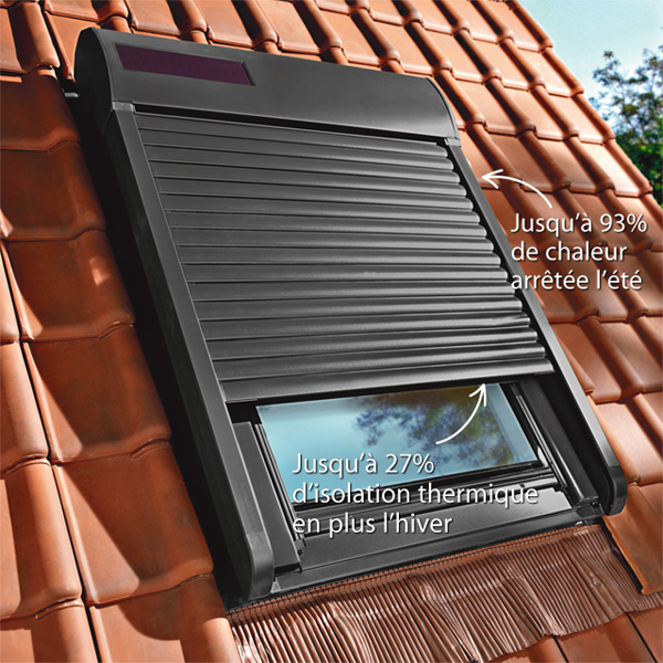Volet roulant solaire SSL pour fenêtre de toit Velux MK04 - 78,0 CM x 98,0 CM - Gris anthracite