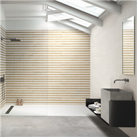 Faïence murale rectifiée effet bois et béton coffré Screen - 30,0 cm x 90,0 cm - ép. 10,30 mm - White mat