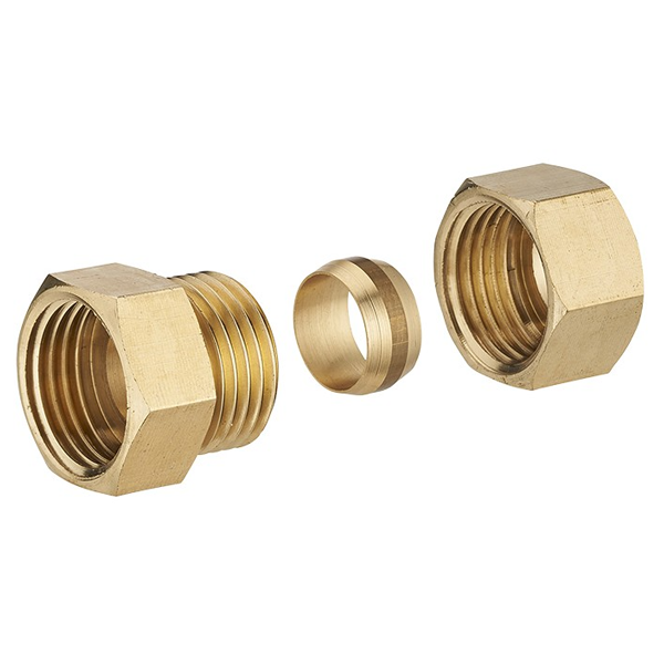 Raccord droit bicône Femelle pour tube en cuivre - F 20 x 27 - Diamètre 16 mm - Cuivre