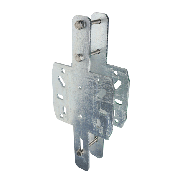 Platine de fixation en acier galvanisé pour montage abreuvoirs dos à dos sur barrière de 4 ou 5 tubes Ø60 max - visserie incluse