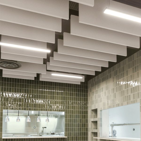Dalle plafond acoustique verticale à suspendre - Ecophon Solo Baffle blanche avec crochet - 1800 x 600 mm - ép. 40 mm - Lot de 4