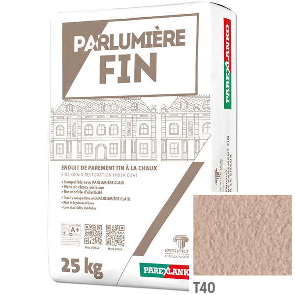 Enduit de parement à la chaux à grain fin Parexlanko Parlumière - Teinte T40 - Sac de 25 KG