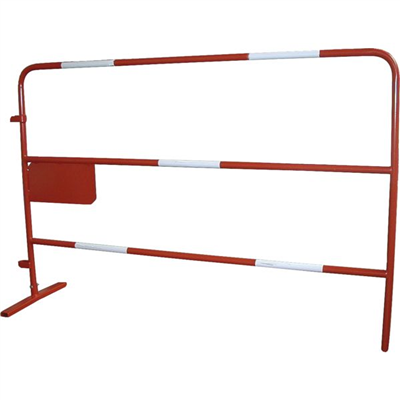 Barrière de chantier rouge et blanche en acier 1,5 x 1 m avec plaque
