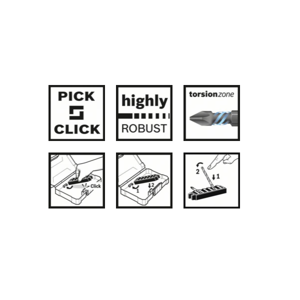 Pack de 8 embouts de vissage Bosch Impact Control Phillips PH et Pozidriv PZ 25 mm