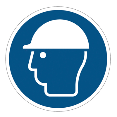 Panneau rigide "casque de protection obligatoire" - Diamètre 280 mm - PVC blanc et bleu