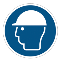 Panneau rigide "casque de protection obligatoire" - Diamètre 280 mm - PVC blanc et bleu