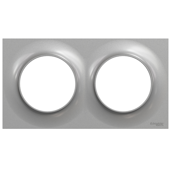 Plaque de finition double Schneider Odace Styl pour 2 postes encastrés - coloris aluminium