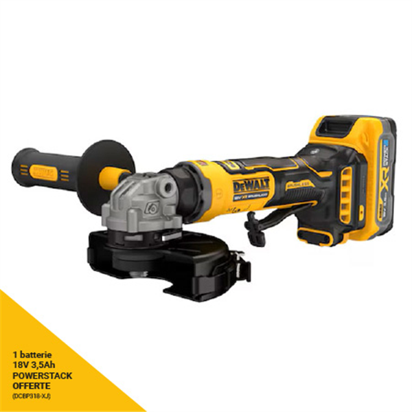 Meuleuse d'angle sans fil 18V 125 mm - DCG404S2T-QW Dewalt - En coffret avec 2 battries 3,5 Ah Powerstack et chargeur