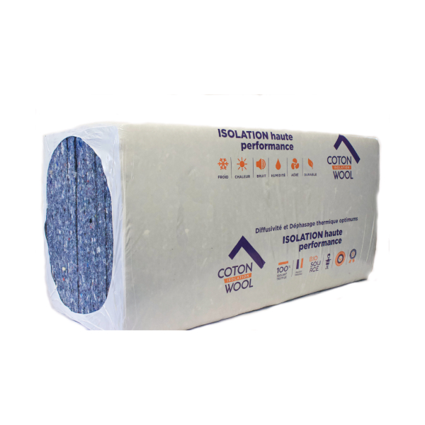 Panneau isolant textile biosourcé COTONWOOL® FLEX 25 - 120 x 60 cm - R 1,60 m².k/w - ép. 60 mm