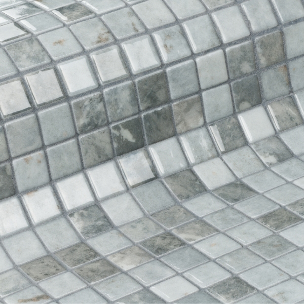 Mosaïque pour piscine en émaux de verre Gemma - Carreau de 2,5 x 2,5 cm - Trame de 49,5 x 31,2 cm - Galena