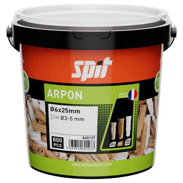 Cheville plastique universelle pour matériaux creux - Spit Arpon - 6,0 MM x 25,0 MM - 800 pièces