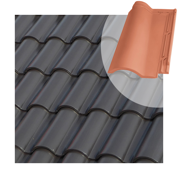 Tuile en terre cuite TB-12 Tejas Borja à double emboîtement - coloris Graphite - 439 MM x 260 MM