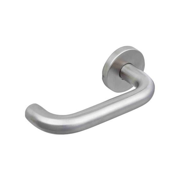 Poignée de porte intérieure Vachette LC2 à béquille arrondie avec retour sur rosace ronde - inox brossé - carré 7 mm