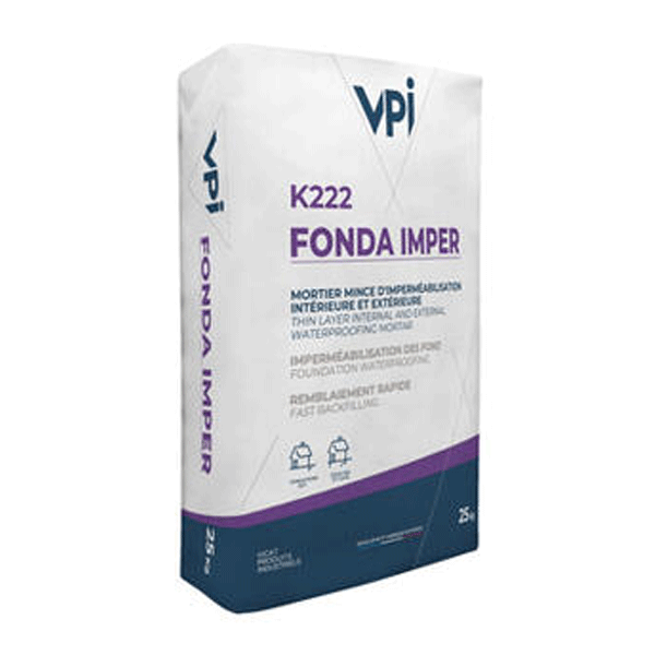 Mortier d'imperméabilisation pour fondation - intérieur ou extérieur - Fonda Imper K222 - sac de 25 kg