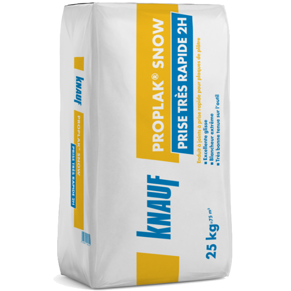 Enduit à prise très rapide Knauf Proplak Snow 2H pour jontoiement de plaque de plâtre - 25,0 KG