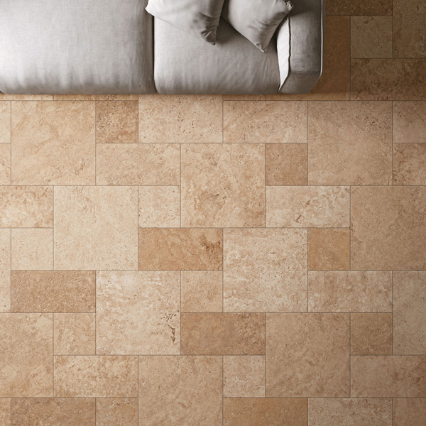 Carrelage de sol intérieur effet pierre TIBER - Composition modulaire m² - Natural