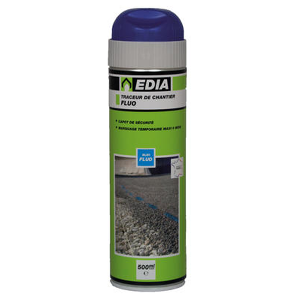 Traceur de chantier Edia fluo temporaire bleu 6 mois 500 mL