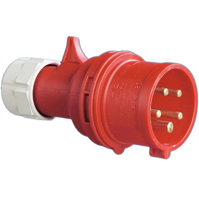 Fiche prolongateur mâle à 5 broches 3P+N+T en caoutchouc dur  - 16 A - 380 V - norme P17