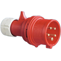 Fiche prolongateur mâle à 5 broches 3P+N+T en caoutchouc dur  - 16 A - 380 V - norme P17