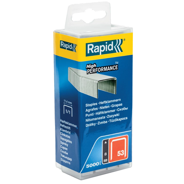 Agrafe en fil fin Rapid N°53 - acier galvanisé - longueur 8 mm - boîte de 5000