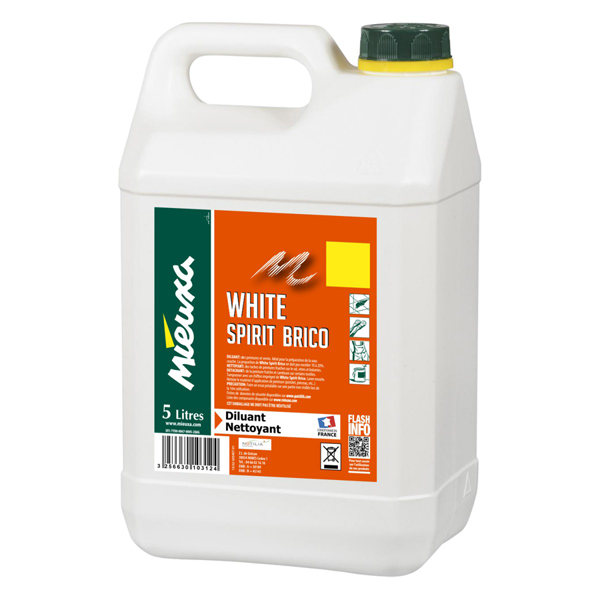 White Spirit Mieuxa - diluant solvant et détachant - bouteille de 5,0 LTR