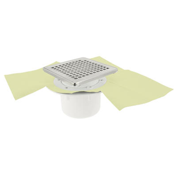 Siphon PVC pour sol carrelé Diam. 50/63 mm avec grille et cadre inox 304 - Sortie ver