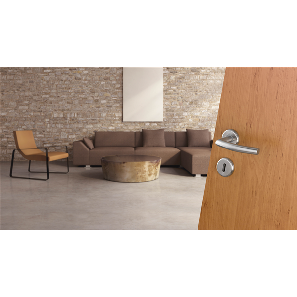 Ensemble sur rosace clé en L Alta Hoppe Inox mat pour porte de 38 - 42 mm - carré 7 mm